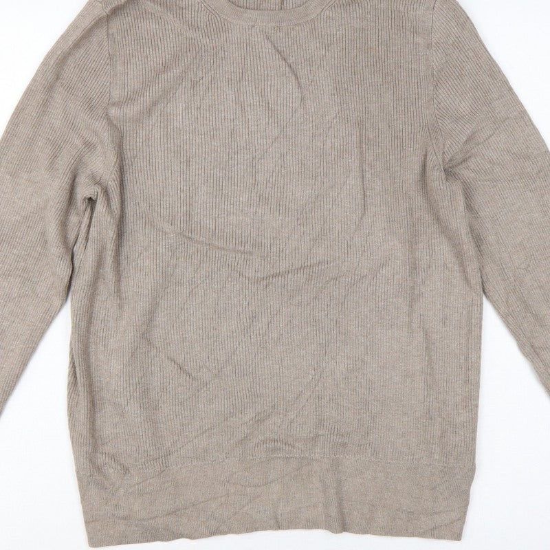 Marks and Spencer Women’s Beige Rib Knit Crew Neck Jumper Size 18