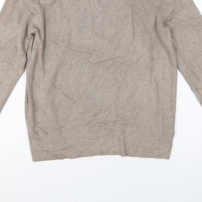 Marks and Spencer Women’s Beige Rib Knit Crew Neck Jumper Size 18