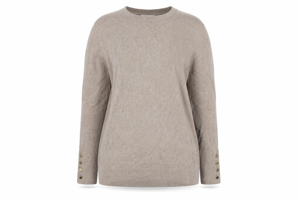 Marks and Spencer Women’s Beige Rib Knit Crew Neck Jumper Size 18