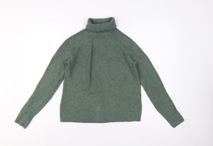 Marks and Spencer Women’s Green Roll Neck Rib Knit Jumper UK 4