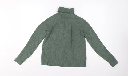 Marks and Spencer Women’s Green Roll Neck Rib Knit Jumper UK 4