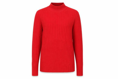 Marks & Spencer Women Red UK 12 Rib Knit Mock Neck Pullover Jumper