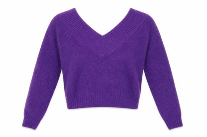 Divided Women’s Purple V-Neck Knit Pullover Jumper Size S