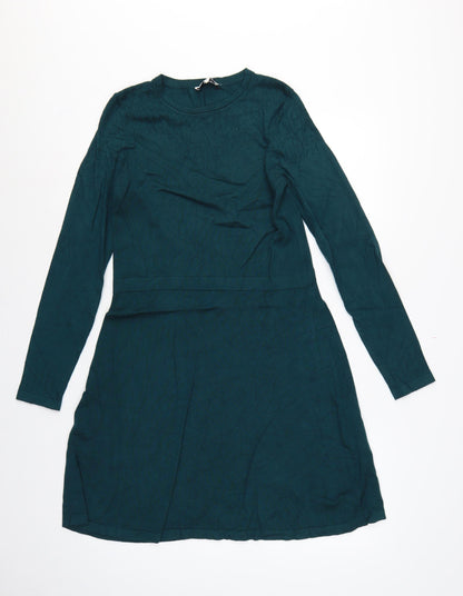 Warehouse Women Green UK 12 Fit & Flare Knit Knee Dress