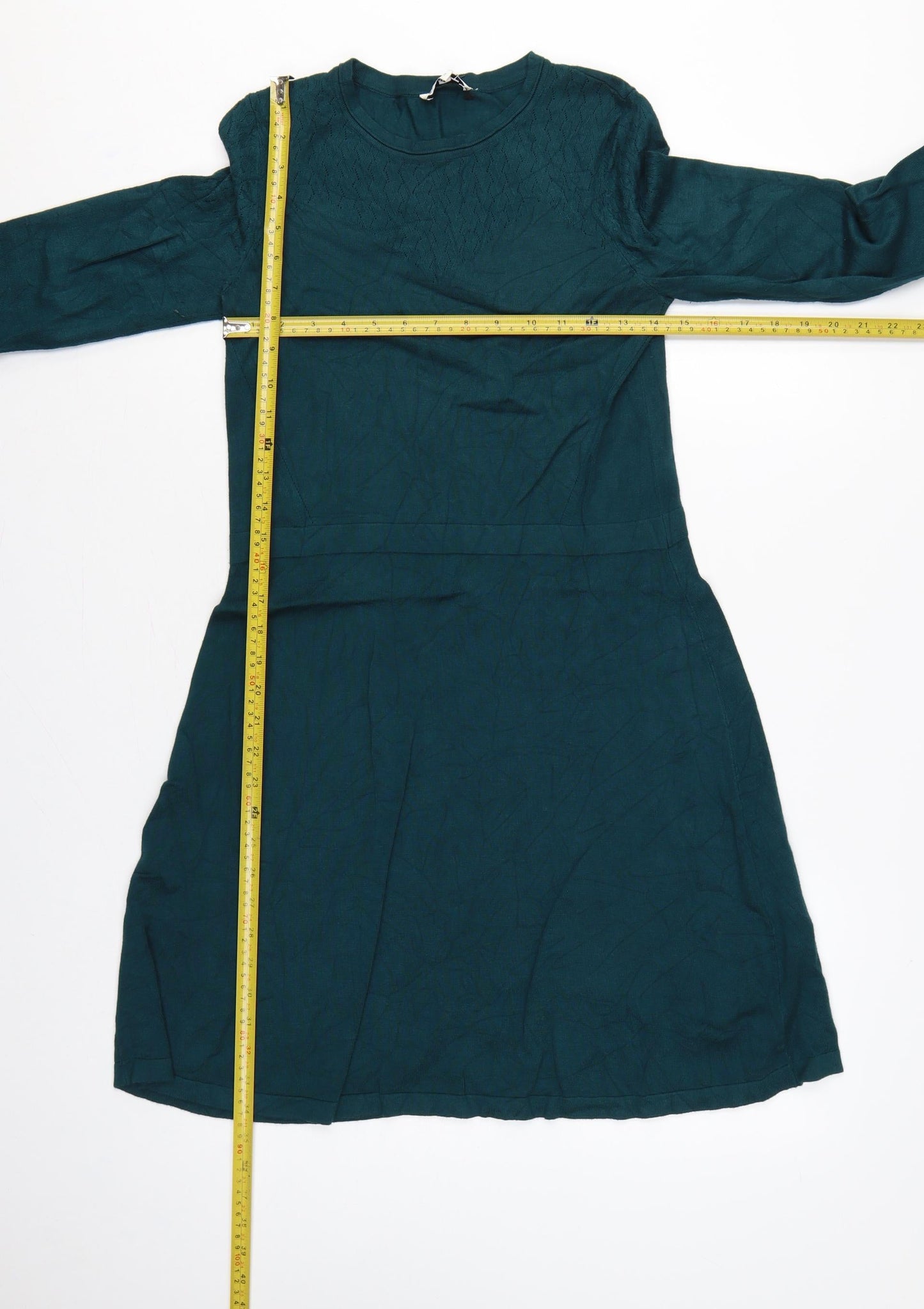 Warehouse Women Green UK 12 Fit & Flare Knit Knee Dress