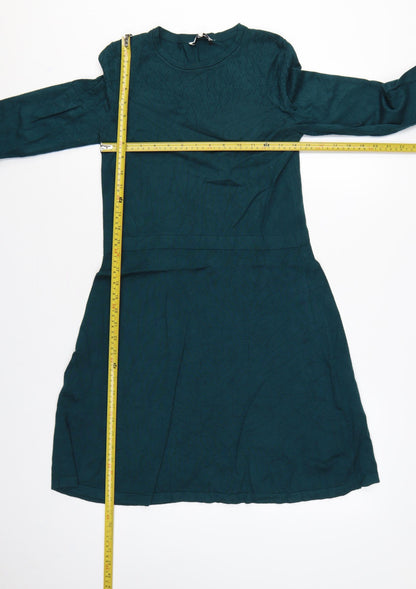 Warehouse Women Green UK 12 Fit & Flare Knit Knee Dress