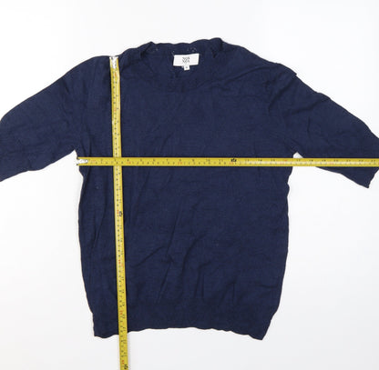 Noa Noa Women’s Blue Cotton 3/4 Sleeve Pullover Jumper UK 12