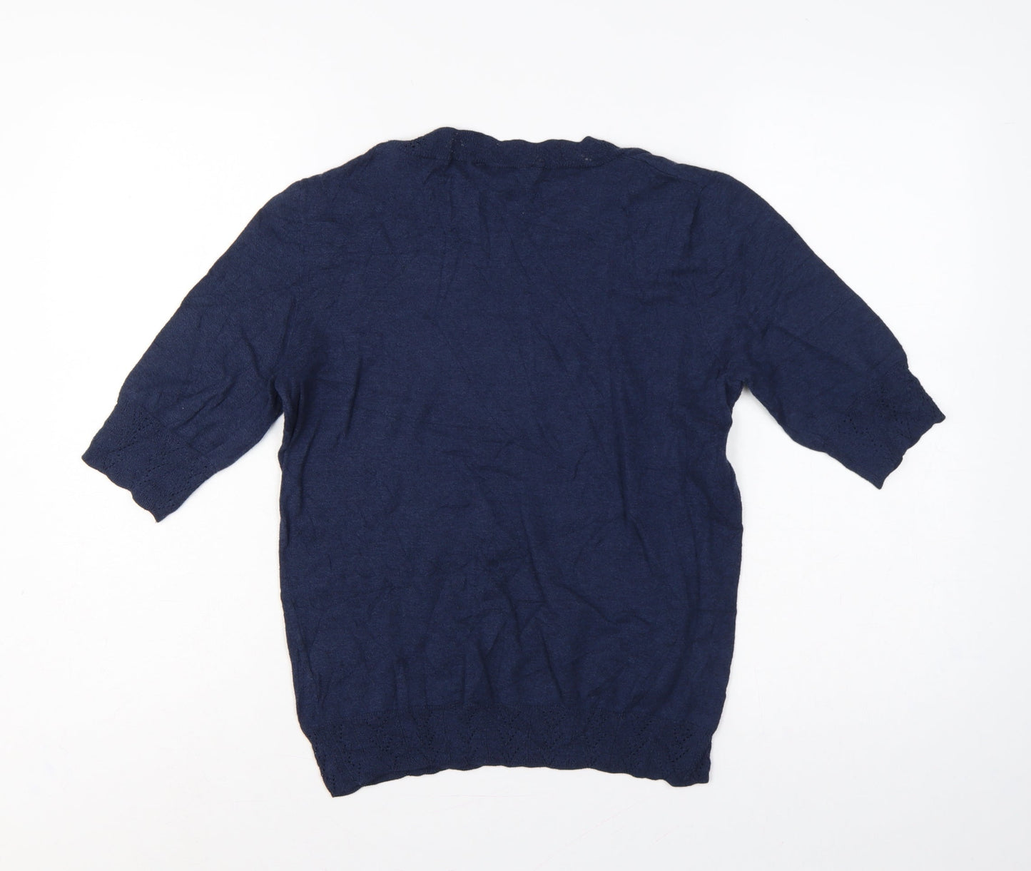 Noa Noa Women’s Blue Cotton 3/4 Sleeve Pullover Jumper UK 12