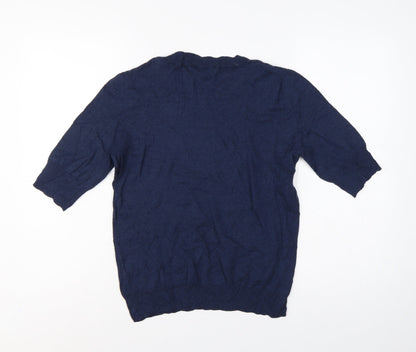 Noa Noa Women’s Blue Cotton 3/4 Sleeve Pullover Jumper UK 12
