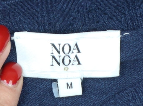 Noa Noa Women’s Blue Cotton 3/4 Sleeve Pullover Jumper UK 12