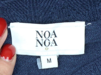 Noa Noa Women’s Blue Cotton 3/4 Sleeve Pullover Jumper UK 12