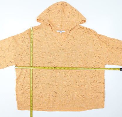 Next Women’s Orange 2XL Hooded V-Neck Open-Knit Jumper
