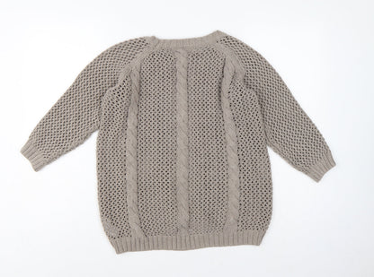 Next Women’s Beige UK 10 Cable Knit Lace Panel Open Cardigan