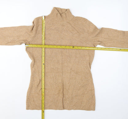 Marks and Spencer Women Beige UK 10 Roll Neck Knit Tunic Jumper