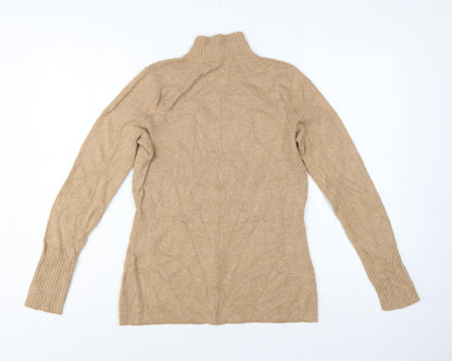 Marks and Spencer Women Beige UK 10 Roll Neck Knit Tunic Jumper
