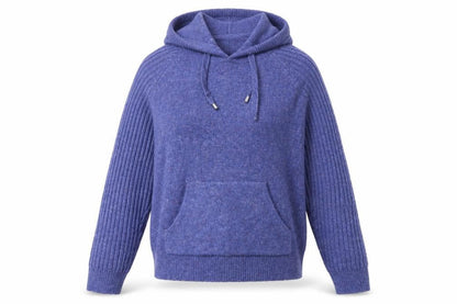 Marks & Spencer Women’s Blue Medium Hooded Knit Pullover Jumper Pockets