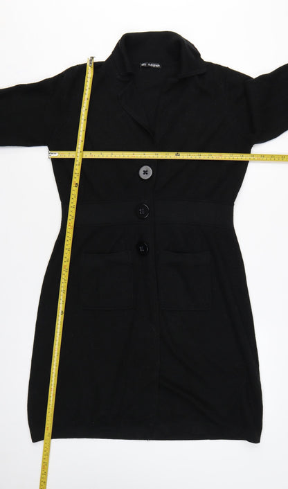 Marks & Spencer Autograph Women Black UK 14 Long Knit Button Cardigan