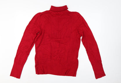 Wallis Women Red UK 10 Roll Neck Long Sleeve Knit Pullover Jumper