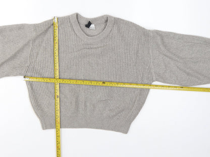 H&M Divided Women’s Grey UK 14 Chunky Knit Balloon Sleeve Jumper