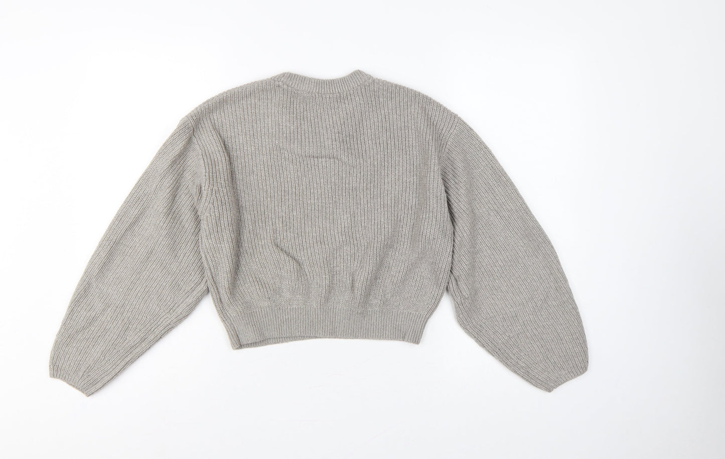H&M Divided Women’s Grey UK 14 Chunky Knit Balloon Sleeve Jumper