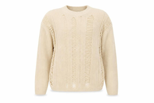 ASOS Design Women Ivory UK 8 Relaxed Fringe Open Knit Jumper