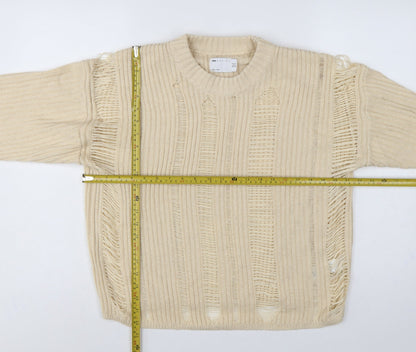 ASOS Design Women Ivory UK 8 Relaxed Fringe Open Knit Jumper