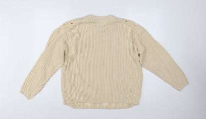ASOS Design Women Ivory UK 8 Relaxed Fringe Open Knit Jumper