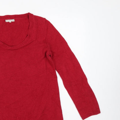 Kew Women’s Red Scoop Neck Knit Pullover Jumper Size S
