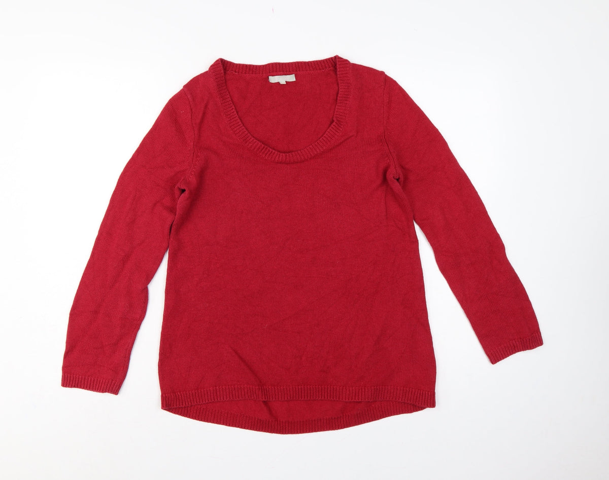Kew Women’s Red Scoop Neck Knit Pullover Jumper Size S