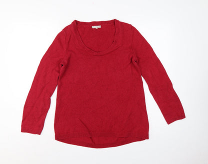 Kew Women’s Red Scoop Neck Knit Pullover Jumper Size S