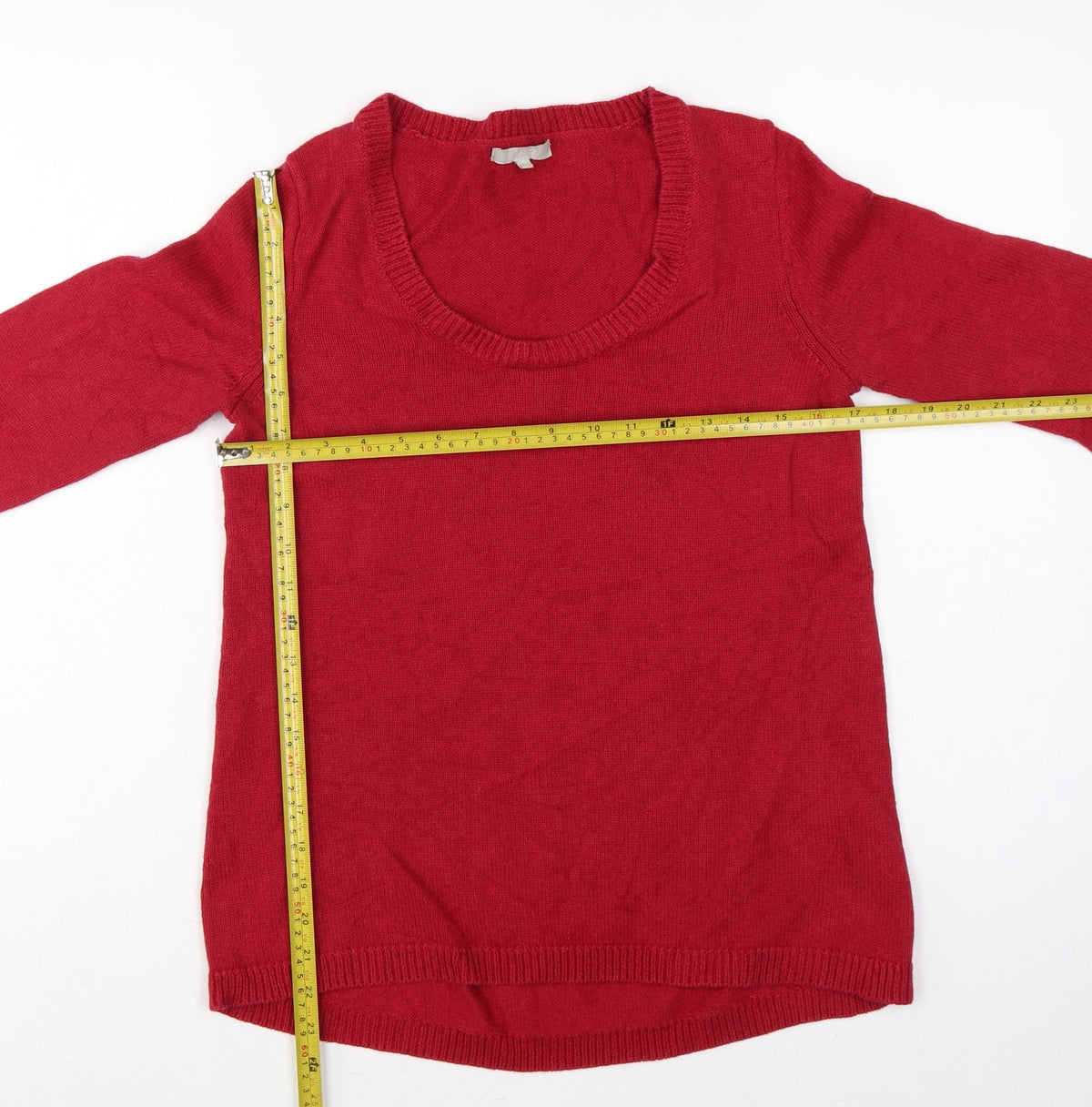 Kew Women’s Red Scoop Neck Knit Pullover Jumper Size S