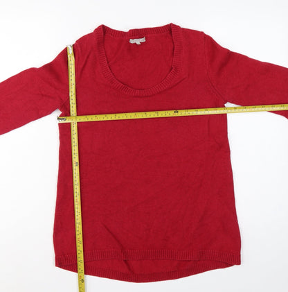 Kew Women’s Red Scoop Neck Knit Pullover Jumper Size S