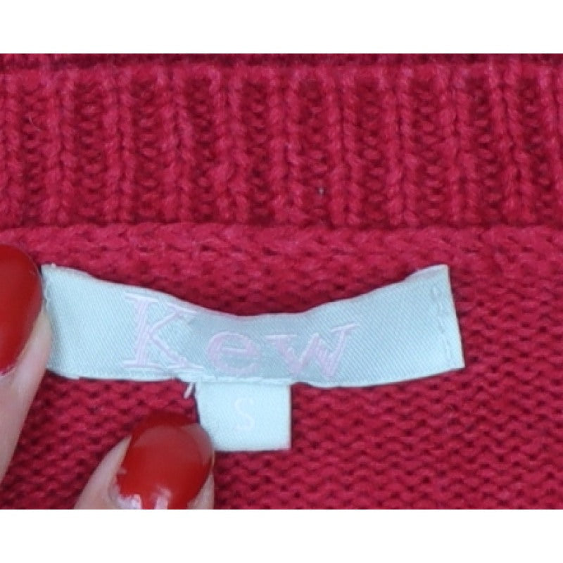Kew Women’s Red Scoop Neck Knit Pullover Jumper Size S