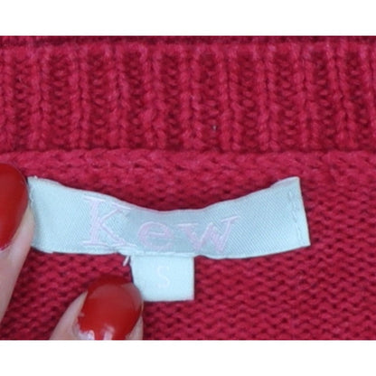 Kew Women’s Red Scoop Neck Knit Pullover Jumper Size S