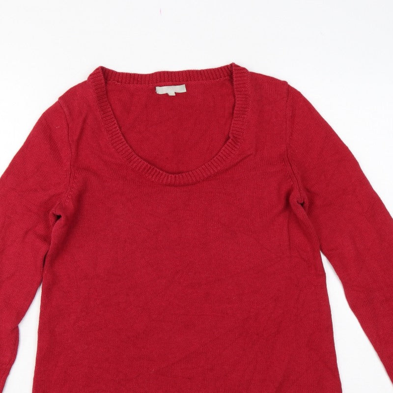 Kew Women’s Red Scoop Neck Knit Pullover Jumper Size S