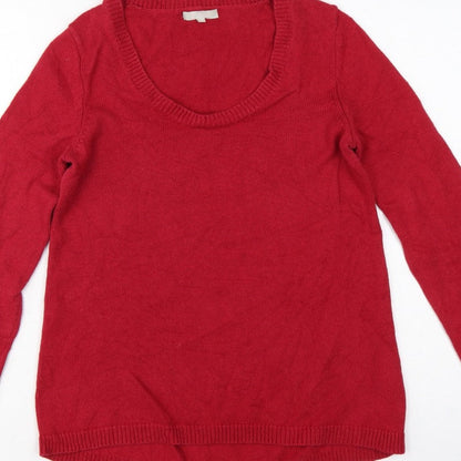 Kew Women’s Red Scoop Neck Knit Pullover Jumper Size S