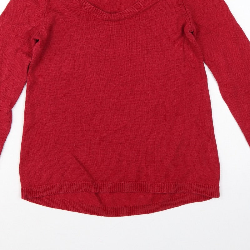 Kew Women’s Red Scoop Neck Knit Pullover Jumper Size S