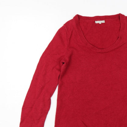 Kew Women’s Red Scoop Neck Knit Pullover Jumper Size S