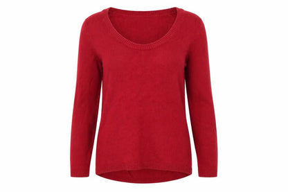 Kew Women’s Red Scoop Neck Knit Pullover Jumper Size S