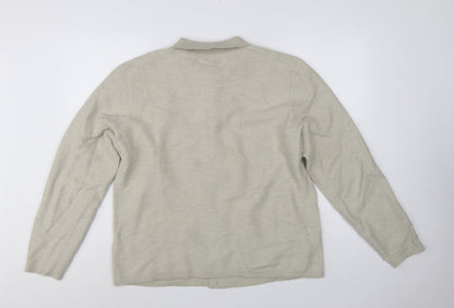 Autograph Men’s Beige XL Merino Wool Collared Button Cardigan