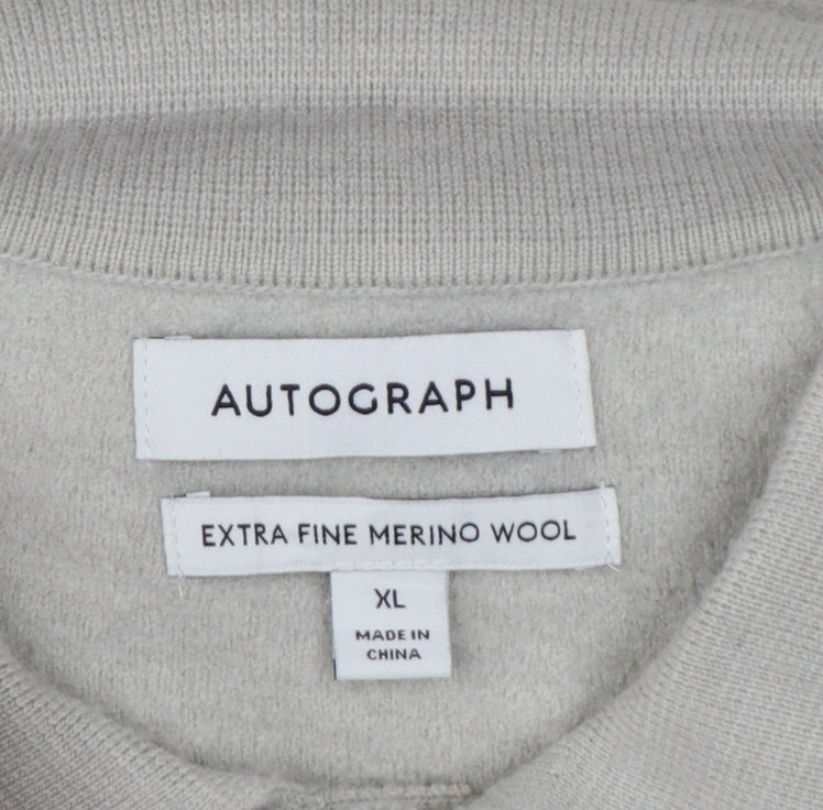 Autograph Men’s Beige XL Merino Wool Collared Button Cardigan