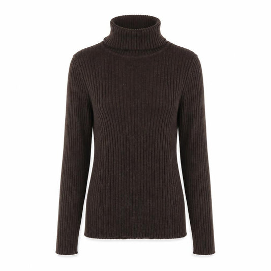 GAP Women’s Brown S Ribbed Roll Neck Slim Cotton Jumper