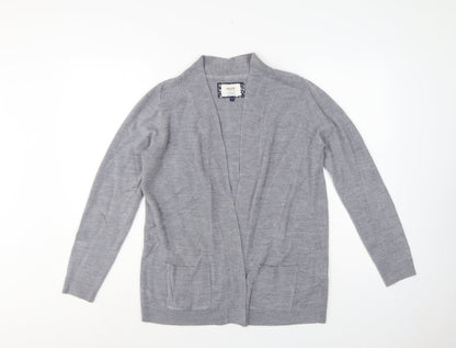 Maine New England Women Grey Size 12 Open Long Sleeve Cardigan Pockets