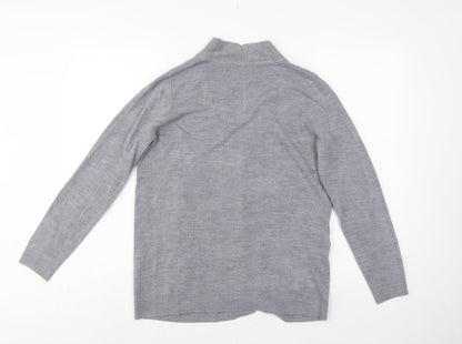 Maine New England Women Grey Size 12 Open Long Sleeve Cardigan Pockets