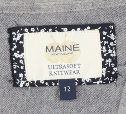 Maine New England Women Grey Size 12 Open Long Sleeve Cardigan Pockets