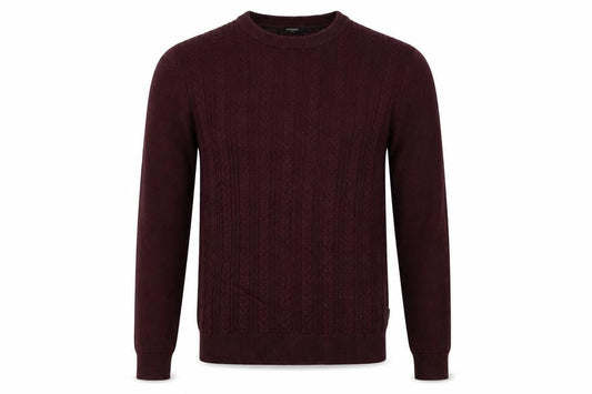 Jack & Jones Premium Men’s Burgundy XS Cable Knit Crew Neck Jumper