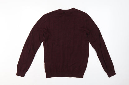 Jack & Jones Premium Men’s Burgundy XS Cable Knit Crew Neck Jumper