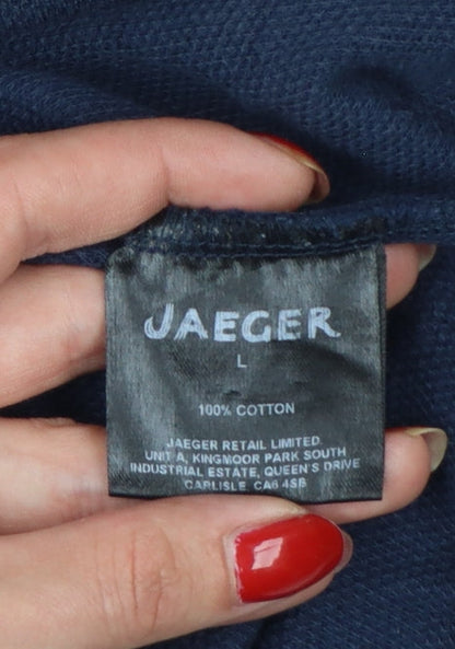 Jaeger Men’s Navy Blue L Quarter Zip High Neck Cotton Sweatshirt