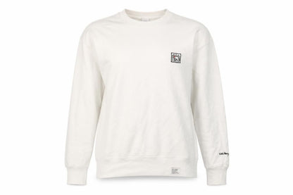 Front view of Uniqlo U Keith Haring unisex white m pullover sweatshirt embroidered