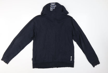 Bench Men’s Navy L Full Zip Logo Hooded Fleece Sweatshirt Hoodie